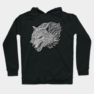 Head of wolf on grey color Hoodie